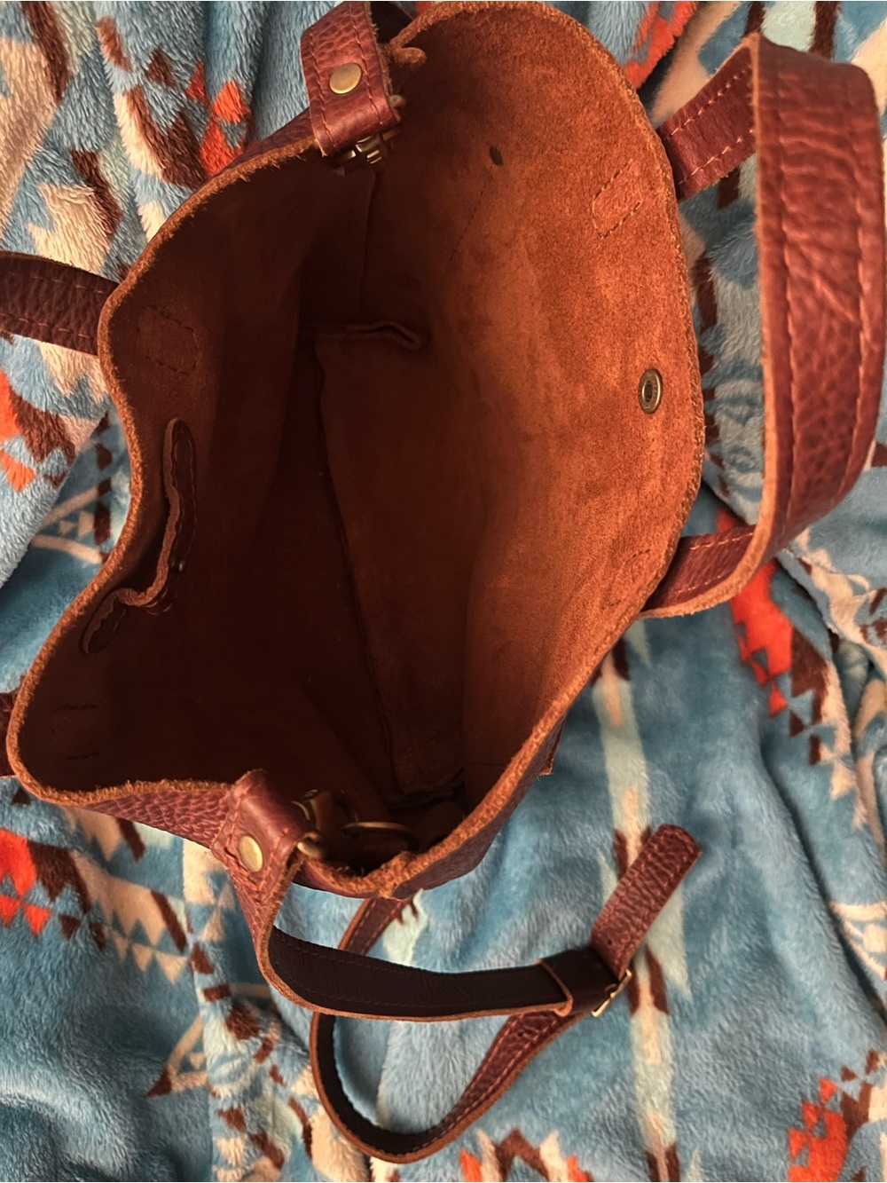 Portland Leather Nutmeg Pebbled Leather Tote - Picture 3 of 6